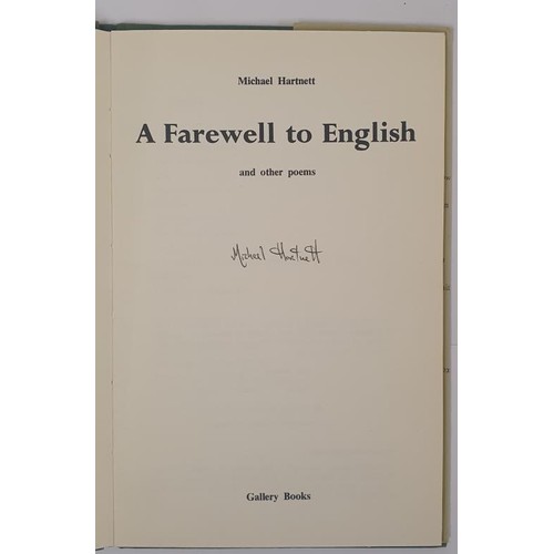 599 - Michael Hartnett; A Farewell to English, SIGNED limited edition, one of 250, cover artwork SIGNED by... 