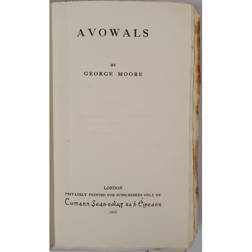 601 - George Moore. Avowals. 1919. Published by Cumann Sean-Eolais na hEireann. 1919. Limited edition. Sig... 