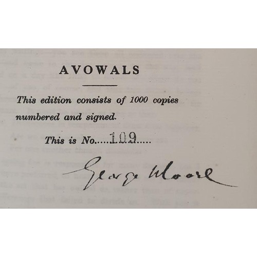 601 - George Moore. Avowals. 1919. Published by Cumann Sean-Eolais na hEireann. 1919. Limited edition. Sig... 