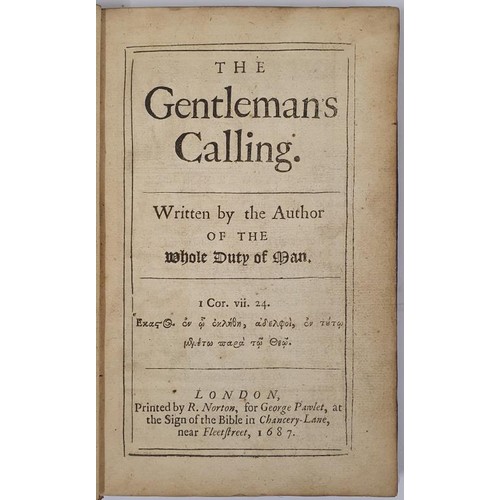 607 - (Richard Allstree) The Gentleman's Calling. 1687. 1st. Rare contemporary crimson & morocco bindi... 