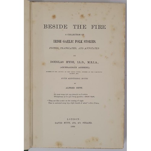 626 - Beside the Fire-collection of Irish Gaelic Folk Stories translated by Douglas Hyde, 1890 1st Ed HB;