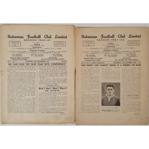38 - Bohemian A.F.C. Official Programme v St. James's Gate, Sat, 28th December 1940; and v St. James's Ga... 