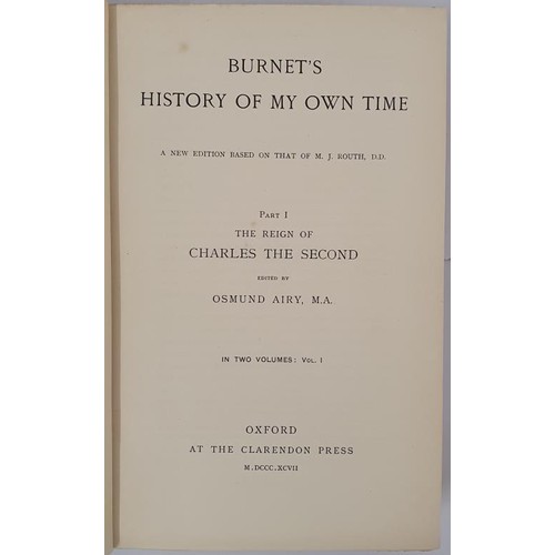 91 - Burnet’s History of my Own time, 2 vols plus supplement. Burgundy buckram with djs and gilt le... 