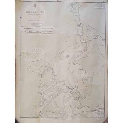 139 - 5 coloured navigation maps of area of the River Shannon, earliest 1942 to 1949, covering : Glin to F... 