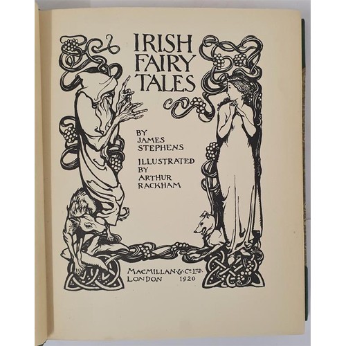 161 - Stephens, James/ Rackham. Irish Fairy Tales. 1920. Rebound in Green half calf with green marbled boa... 