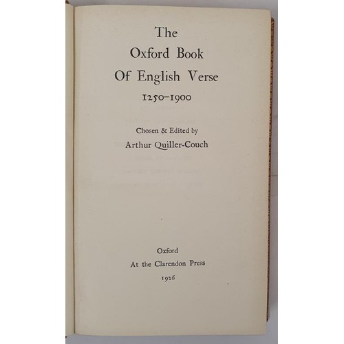 182 - Quiller-Couch, Arthur. The Oxford book of English Verse. 1926. Chosen and edited by Arthur Quiller-C... 