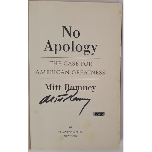 266 - Romney. Mitt. No Apology. 2010. 1st/1st. Signed. Spotting to top edge