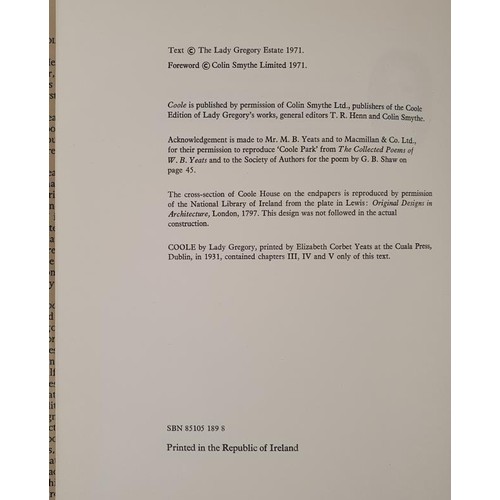 452 - Coole, by Lady Gregory. Completed from the manuscript and edited by Colin Smythe, with a foreword by... 