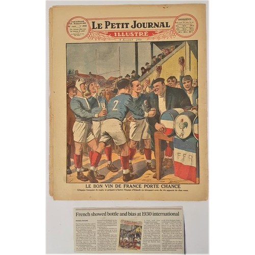 455 - Le Petit Journal, January 1930. Cover illustration shows French rugby international players drinking... 