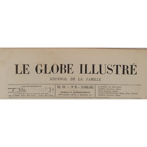 458 - French Journal. Le Globe Illustre. April 1893, with cover illustration of Miss Maud Gonne 