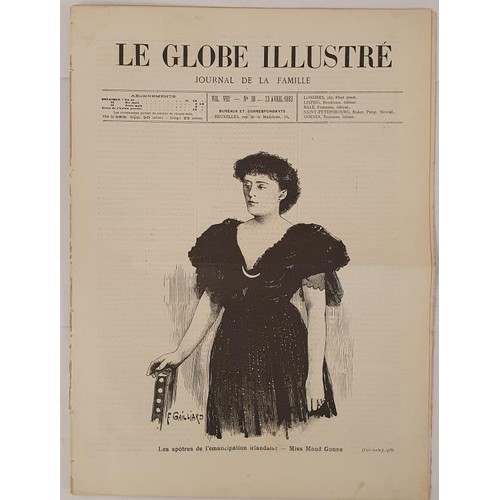 458 - French Journal. Le Globe Illustre. April 1893, with cover illustration of Miss Maud Gonne 