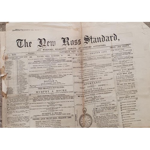 460 - Collection of Newspapers from 1883-1895, 9 copies of the New Ross Standard, earliest 1883 to 1895; 2... 