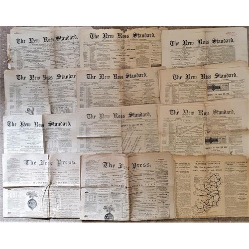 460 - Collection of Newspapers from 1883-1895, 9 copies of the New Ross Standard, earliest 1883 to 1895; 2... 