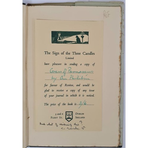 698 - Three Candles Press: Trench, Tom Moore, 1934; An Philibín, Grass of Parnassus, 1936, dj, ltd ... 