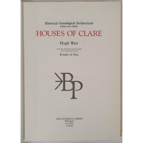 74 - Clare: Houses of Clare by Hugh W L Weir SIGNED Ex Libris