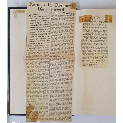 125 - H.O. Mackey. The Life and Times of Roger Casement. C. 1945. 2 news clippings from Hyde loosely inser... 