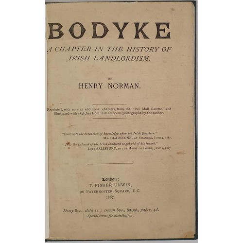 127 - Bodyke. A Chapter in Irish Landlordism. Henry Norman. T. Fisher Unwin 1887. Evocative illustrations.... 