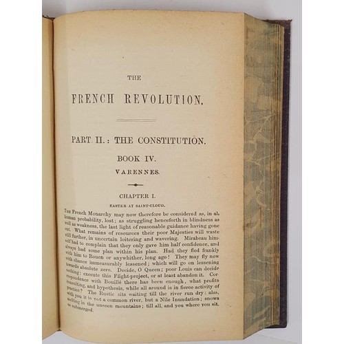 136 - Carlyle, Thomas. The French Revolution a History, 3 Vols Complete in One, full maroon calf, gilt spi... 