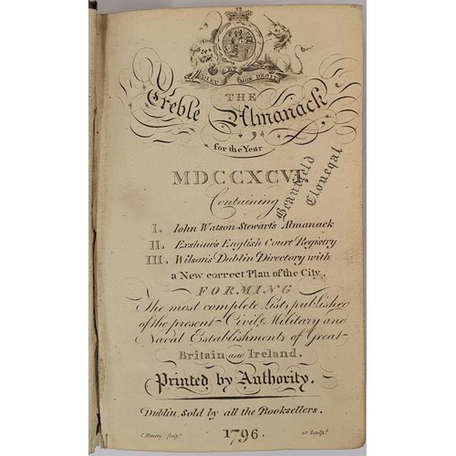 148 - The Treble Almanack for the Year 1796. I. John Watson Stewarts Almanack, II. English Court Registry,... 