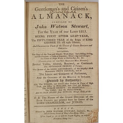 150 - John W. Stewart. The Treble Almanac for 1813. Dublin. 1813. Contemporary crimson morocco. Rebacked. ... 