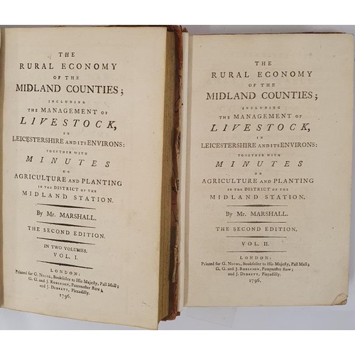 185 - Mr. Marshall. The Rural Economy of the Midland Counties. 1796. Complete in 2 volumes. Folding map, C... 