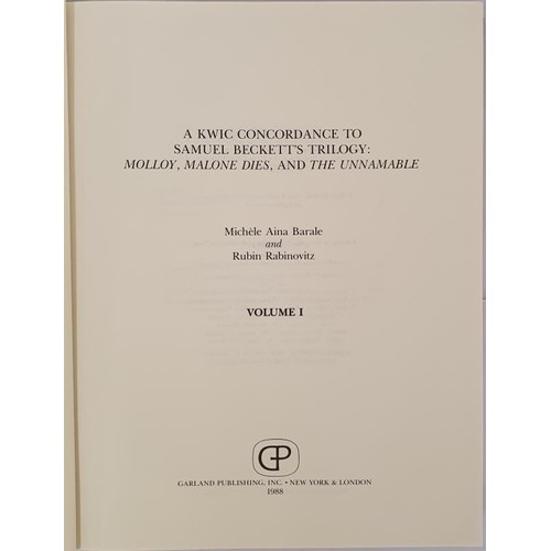 217 - Rabinovitz, A Kwic concordance to Samuel Beckett&rsquo;s trilogy, NY, 1988., 2 vols, large quarto, a... 