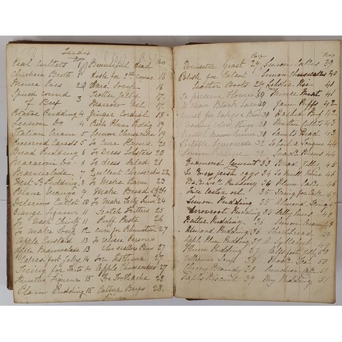 222 - Manuscript Receipe Book c 1860's. In excess of 130 pages of hand written receipes, at the rear an in... 