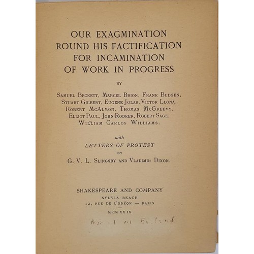 244 - Samuel Beckett & Others. Our Exagmination Round his Factification For Incamination of Work in Pr... 