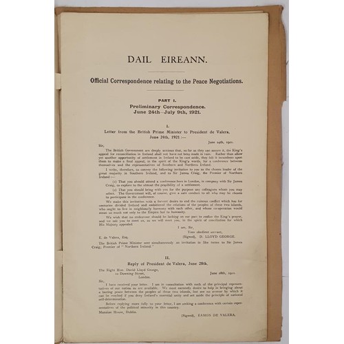 262 - Dail Eireann: Official Correspondence relating to the Peace Negotiations June- September 1921; Conta... 