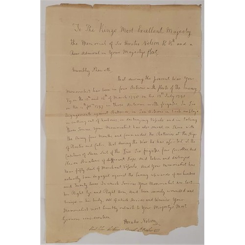 271 - Horatio Nelson: Copy of letter sent by Nelson to His Majesty George III detailing his encounter with... 