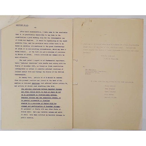 275 - Copy of memo from Eoin MacNeill titled 'Draft Constitution' dated 21/5/1922. Also a copy of letter f... 