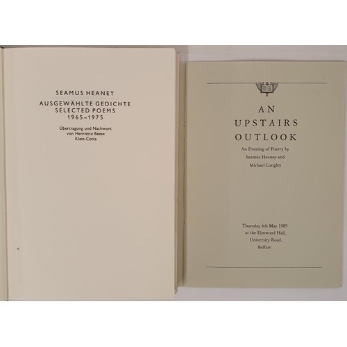 354 - Seamus Heaney & Michael Longley. An Upstairs Outlook - An evening of Poetry by Seamus Heaney &am... 