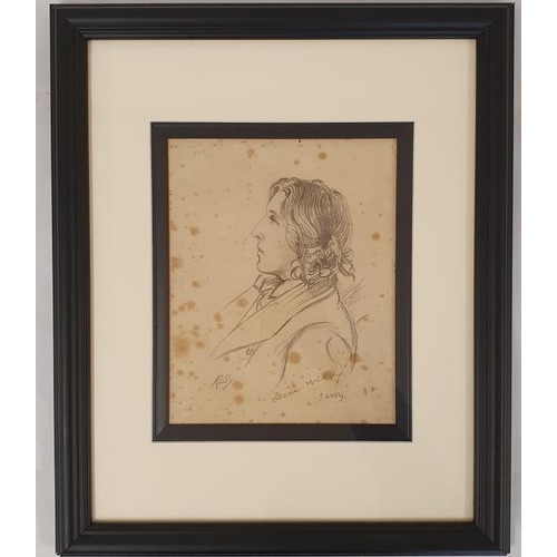 361 - Framed sketch of Oscar Wilde dated January 1882 signed 