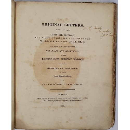 393 - Original Letters: Principally From Lord Charlemont, the Right Honourable Edmund Burke, William Pitt,... 