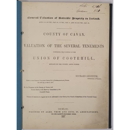 453 - Cavan: Valuation of the Several Tenements comprising that portion of the Union of Cootehill. Printed... 