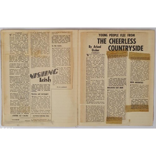 463 - Scrap book; Titled The Vanishing Irish c 1960. Numerous cuttings regarding this topic with Headlines... 