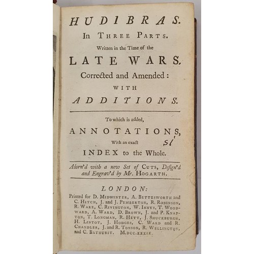 480 - Hudibras. In Three Parts. Written in the Time of the Late Wars Butler, Samuel Published by D. Midwin... 