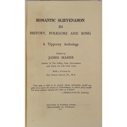 14 - Romantic Slievenamon in History, Folklore and Song. A Tipperary Anthology edited By James Maher. 195... 