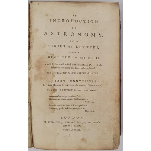 48 - Bonnycastle, John An Introduction to Astronomy, London, 1787, numerous fine folding plates, contempo... 