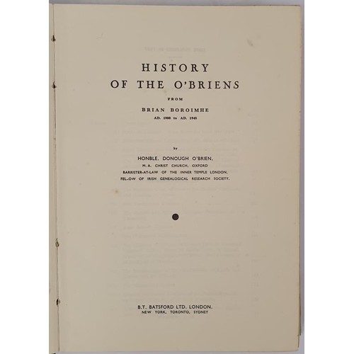 61 - Family history] O’Brien, D. History of the O’Briens from … 1000 to 1945, 1949 (Ca... 