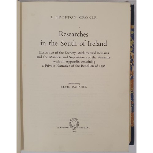 79 - Croker, Thomas Crofton. Researches in the South of Ireland. Irish University Press, 1969. Half calf ... 