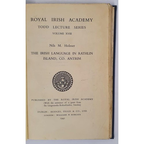 144 - The Irish Language in Rathlin Island, Co Antrim, Todd Lecture Series Vol XVIII. Royal Irish Academy ... 