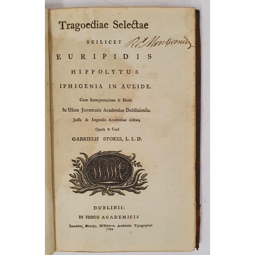 155 - Tragoediae selectae scilicet Euripidis Hippolytus, Iphigenia in Aulide; Sophoclis Electra, Oedipus t... 