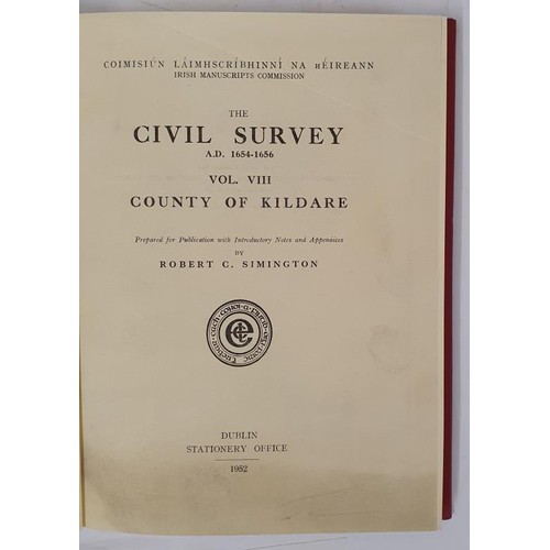 204 - The Civil Survey A D 1654-1656 Vol VIII, County Of Kildare by Robert C Simington, 1952