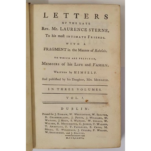 206 - Letters of the late Mr Laurence Sterne to his most intimate friends and published by his daughter Mr... 