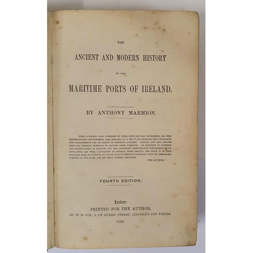 209 - Anthony Marmion. The Ancient and Modern History of The Maritime Ports of Ireland. 1860. Original gil... 