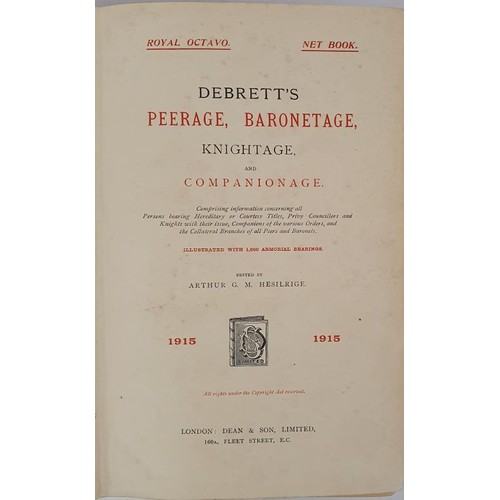 212 - Debrett’s Peerage, Baronetage, Knightage & Companionage … illustrated with 1800 arm... 