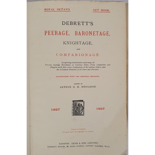 213 - Debrett’s Peerage, Baronetage, Knightage & Companionage … illustrated with 1800 arm... 