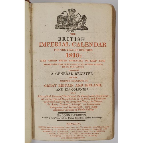 243 - The British Imperial Calendar for the year of our Lord 1819, containing a General Resister of the Un... 