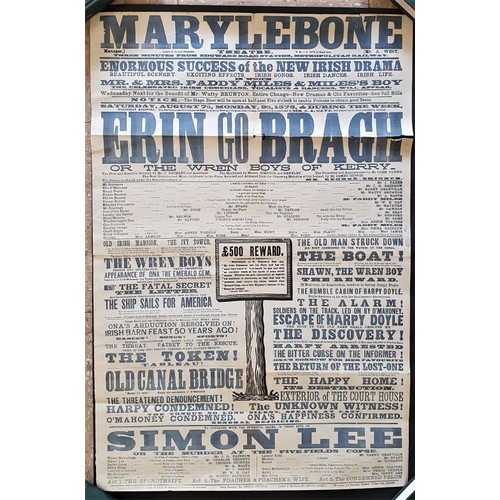 269 - Very Large Theatre Poster, 51cms x 82cms in blue and black ink for Marylebone Theatre, London August... 